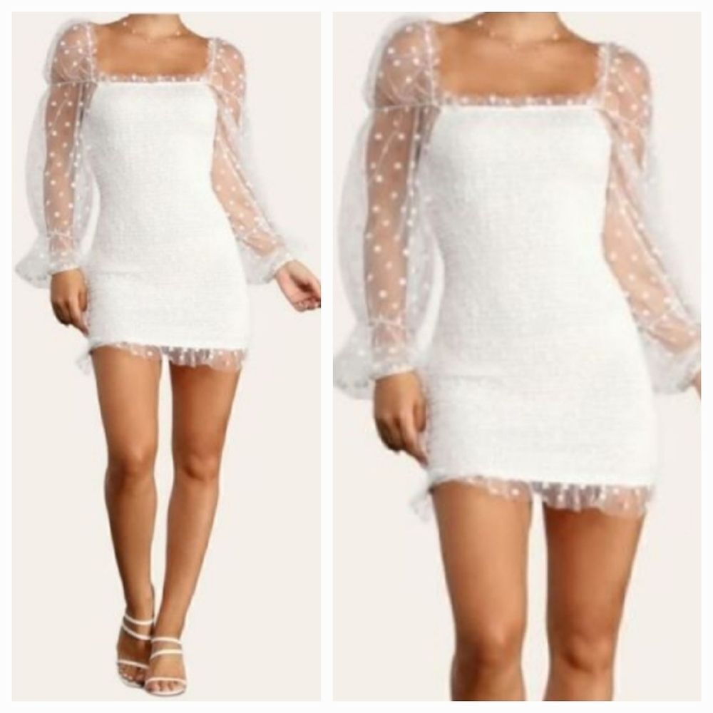 NEW Coquette Eilly Bazar 'Posh In Polka Dot' Smocked Mini Dress in White